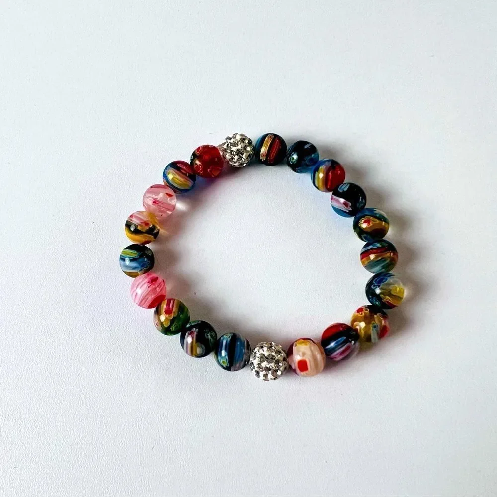 Bracelet Beaded Multicolour Flowers